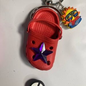Snazzy crocs Red shoe key chain & charms.